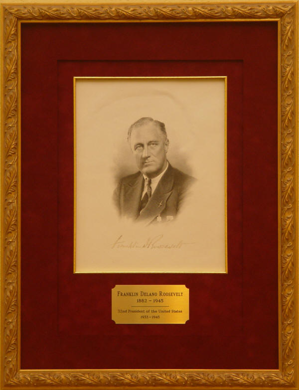Autograph 802101 Signed formal bust portrait engraving of President